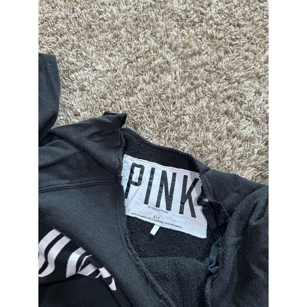 Victoria's Secret PINK Black Off The Shoulder Love Pink Graphic Sweatshirt S - Picture 4 of 6